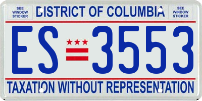 DC license plate ES3553