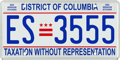 DC license plate ES3555