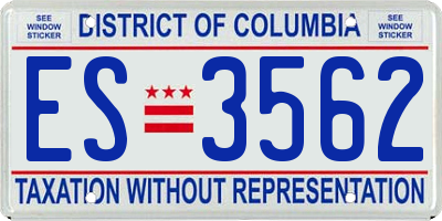 DC license plate ES3562