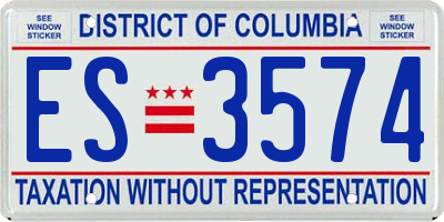 DC license plate ES3574