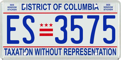 DC license plate ES3575