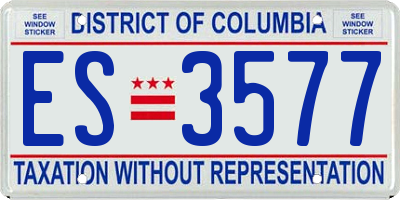 DC license plate ES3577
