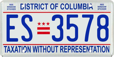 DC license plate ES3578
