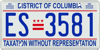 DC license plate ES3581