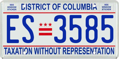 DC license plate ES3585