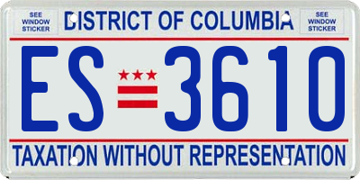 DC license plate ES3610