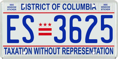 DC license plate ES3625