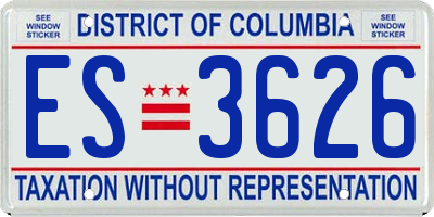 DC license plate ES3626