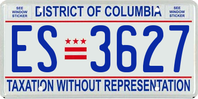 DC license plate ES3627
