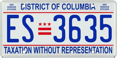 DC license plate ES3635