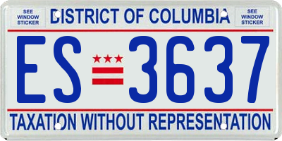 DC license plate ES3637