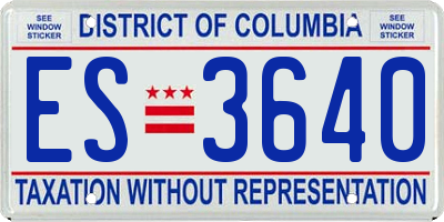 DC license plate ES3640