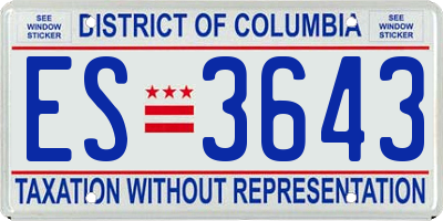 DC license plate ES3643