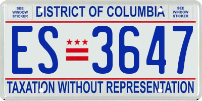 DC license plate ES3647