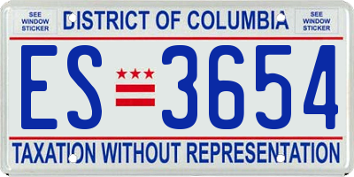 DC license plate ES3654