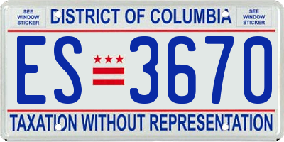 DC license plate ES3670