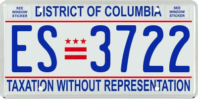 DC license plate ES3722