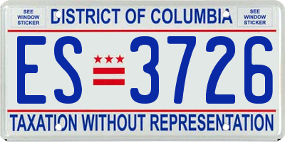 DC license plate ES3726