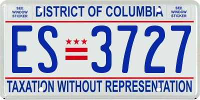 DC license plate ES3727