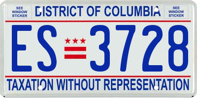 DC license plate ES3728