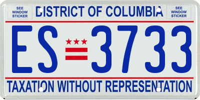 DC license plate ES3733