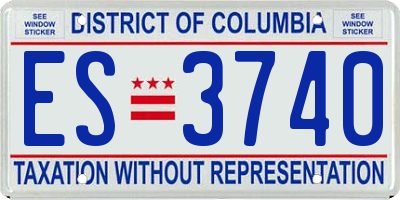 DC license plate ES3740