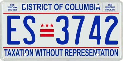 DC license plate ES3742