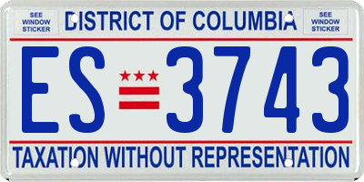 DC license plate ES3743