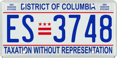 DC license plate ES3748
