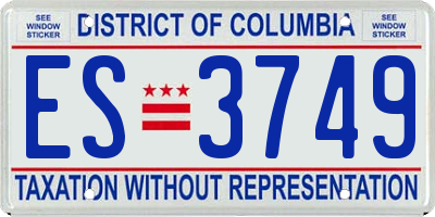 DC license plate ES3749