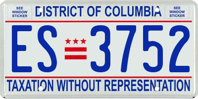 DC license plate ES3752