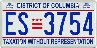 DC license plate ES3754