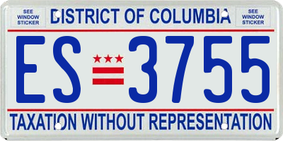 DC license plate ES3755