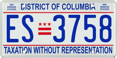 DC license plate ES3758