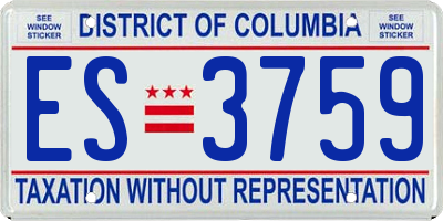 DC license plate ES3759