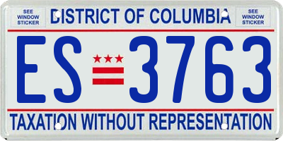 DC license plate ES3763