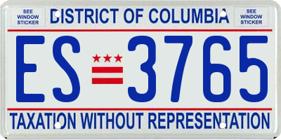 DC license plate ES3765