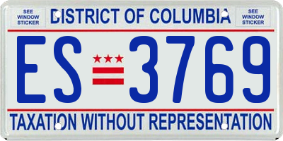 DC license plate ES3769