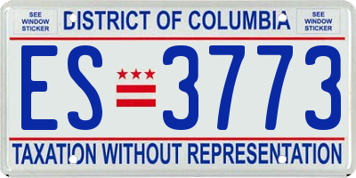 DC license plate ES3773