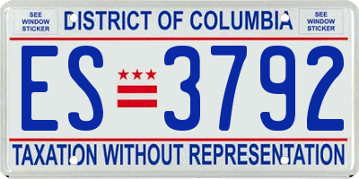 DC license plate ES3792