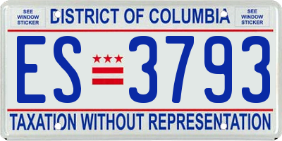 DC license plate ES3793