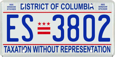 DC license plate ES3802