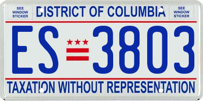 DC license plate ES3803