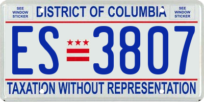 DC license plate ES3807