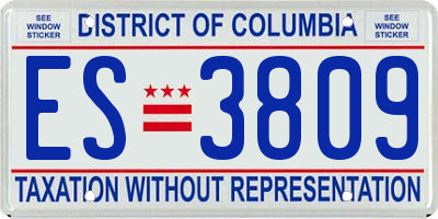 DC license plate ES3809