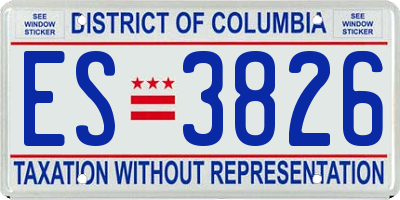 DC license plate ES3826