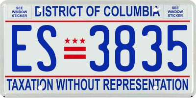 DC license plate ES3835