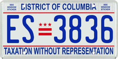 DC license plate ES3836