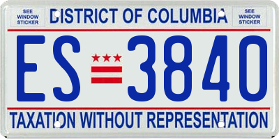 DC license plate ES3840