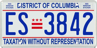DC license plate ES3842